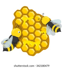 honeycombs with honey bees