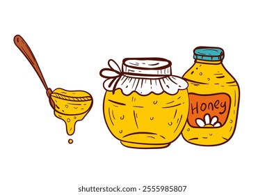 Honeycombs honey food simple line style isolated concept	