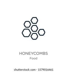 Honeycombs icon. Thin linear honeycombs outline icon isolated on white background from food collection. Line vector sign, symbol for web and mobile