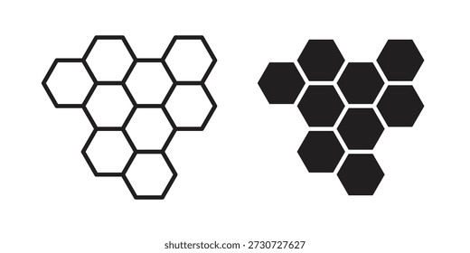 Honeycombs icons for design. Easily editable stroke. Modern flat design.