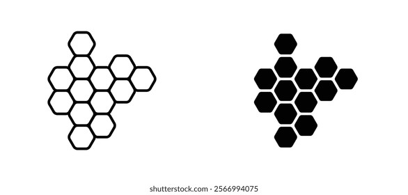 Honeycombs icons in outline and fill. vector illustration for ui.