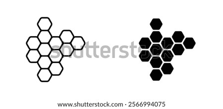 Honeycombs icons in outline and fill. vector illustration for ui.