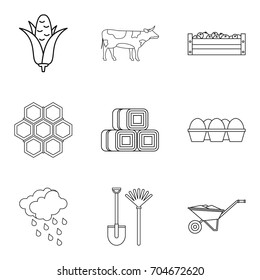 Honeycombs icons set. Outline set of 9 honeycombs vector icons for web isolated on white background