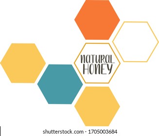 Honeycombs. Natural honey. Flat vector illustration. Perfect for logo, business cards, cafe menu, branding, food flyers, icon, packaging design