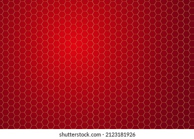Honeycombs red background. Yellow honey hexagon on red abstract background.