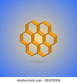 Honeycombs represented on a harmonious blue background.