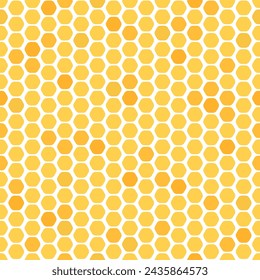 Honeycombs seamless pattern. Orange yellow honeycomb background. Beekeeping, agriculture and seasonal harvest. Decorative abstract racy vector print design