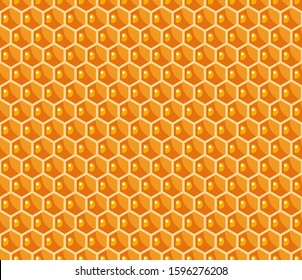 Honeycombs seamless pattern. Vector illustration in cartoon flat style.