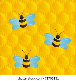 honeycombs texture with bees