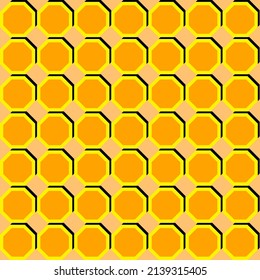 Honeycombs vector seamless background. Background with bee hive pattern. Orange and yellow octagon. Vector illustration.