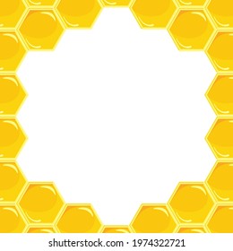 Honeycombs vector yellow frame with place for text.