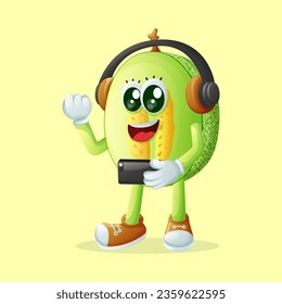 honeydew melon character playing video gamesPerfect for kids, merchandise and sticker, banner promotion
