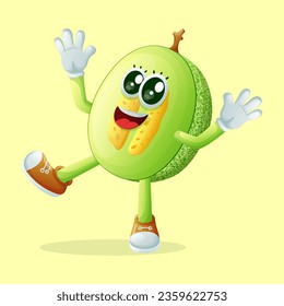 honeydew melon character smiling with a happy expression. Perfect for kids, merchandise and sticker, banner promotion
