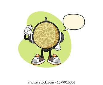 Honeydew melon costumer cervices with speech bubble cartoon. Mascot Character vector.