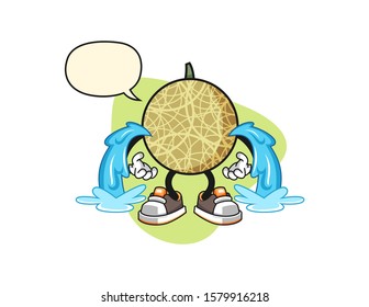 Honeydew melon cry with speech bubble cartoon. Mascot Character vector.