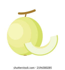 Honeydew Melon Flat Design Clip Art Vector Illustration Isolated On A White Background