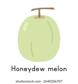Honeydew melon flat vector illustration cartoon clipart style. Also known as honey melon, White Antibes, Bailan melon, tuna melon, Wallace, Temptation, Chindire