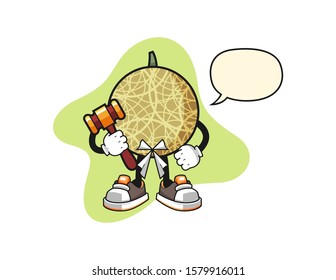 Honeydew melon judge with speech bubble cartoon. Mascot Character vector.