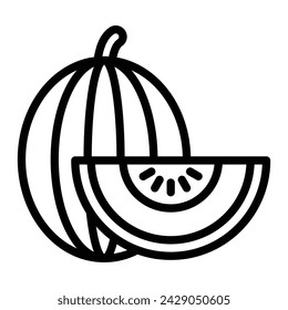 Honeydew melon Vector Line Icon Design