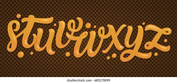Honeyed font set with letters s, t, u, v, w, x, y, z. 