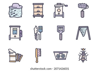 Honeykeeping color vector doodle simple icon set