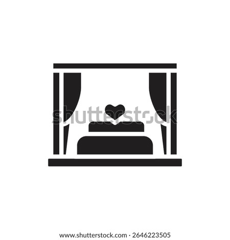 Honeymoon Bed Filled Icon Vector Illustration