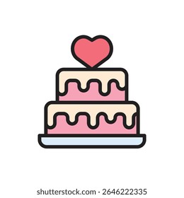 Honeymoon Cake Icon Vector Illustration