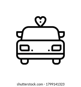 Honeymoon, Car Icon Logo Vector Isolated. Love and Wedding Icon Set. Editable Stroke and Pixel Perfect.