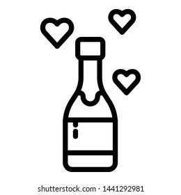 Honeymoon champagne bottle icon. Outline honeymoon champagne bottle vector icon for web design isolated on white background