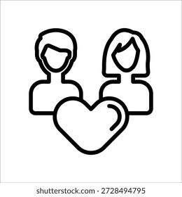 Ícone de casal de lua de mel, Line Vetor gráficos