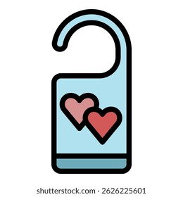 Honeymoon door tag icon. Outline honeymoon door tag vector icon color flat isolated