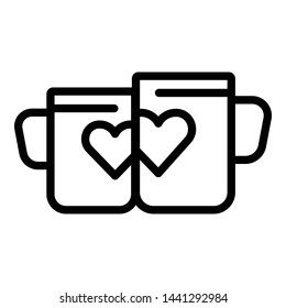 Honeymoon heart mug icon. Outline honeymoon heart mug vector icon for web design isolated on white background