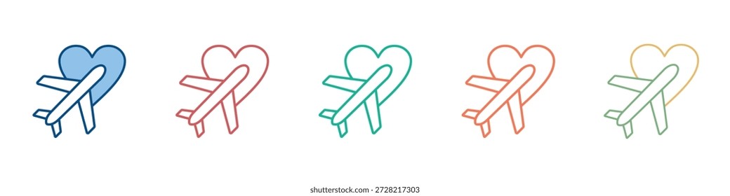 Honeymoon Icon Set Multiple Style Collection