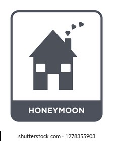 honeymoon icon vector on white background, honeymoon trendy filled icons from Birthday party and wedding collection, honeymoon vector illustration