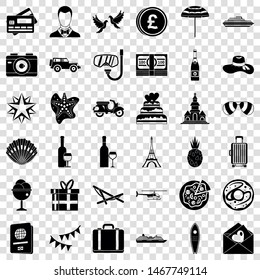 Honeymoon icons set. Simple style of 36 honeymoon vector icons for web for any design