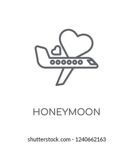 Honeymoon linear icon. Modern outline Honeymoon logo concept on white background from Birthday party and wedding collection. Suitable for use on web apps, mobile apps and print media.