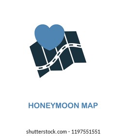 Honeymoon Map icon in two color design. Simple element illustration. Honeymoon Map creative icon from honeymoon collection. For web design, apps and printing.