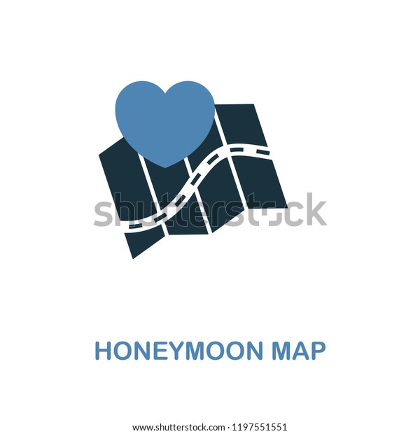 Honeymoon Map icon in two
color design. Simple element illustration. Honeymoon Map creative
icon from honeymoon collection. For web design, apps and
printing.