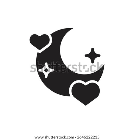 Honeymoon Moon Filled Icon Vector Illustration