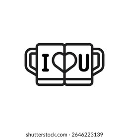 Honeymoon Mug Outline Icon Vector Illustration
