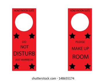 Honeymoon Suite Do Not Disturb Hangers. Vector