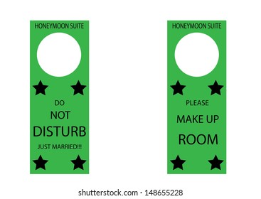 Honeymoon Suite Do Not Disturb Hangers. Vector