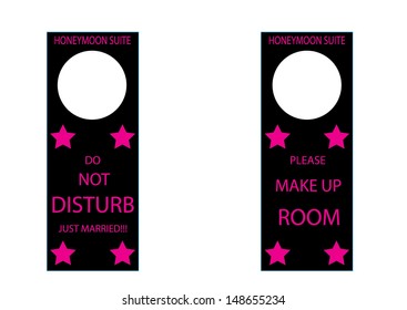 Honeymoon Suite Do Not Disturb Hangers. Vector