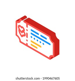 honeymoon ticket travel isometric icon vector. honeymoon ticket travel sign. isolated symbol illustration
