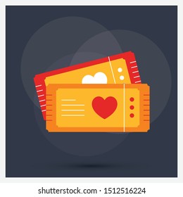 Honeymoon Tickets vector flat icon with black background