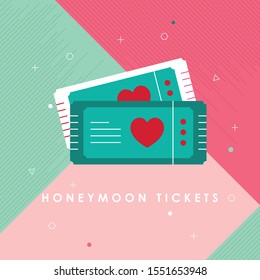 
Honeymoon Tickets vector flat icon with 
 background