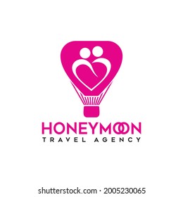 Honeymoon travel agency logo, travel business symbol icon vector design illustration for vacation