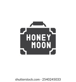 Honeymoon travel vector icon. filled flat sign for mobile concept and web design. Honeymoon Suitcase glyph icon. Symbol, logo illustration. Vector graphics
