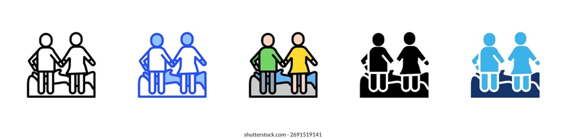 Flitterwochen Reise Icon Kollektion mit mehreren Stilen