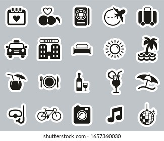 Honeymoon Trip Icons Black & White Sticker Set Big